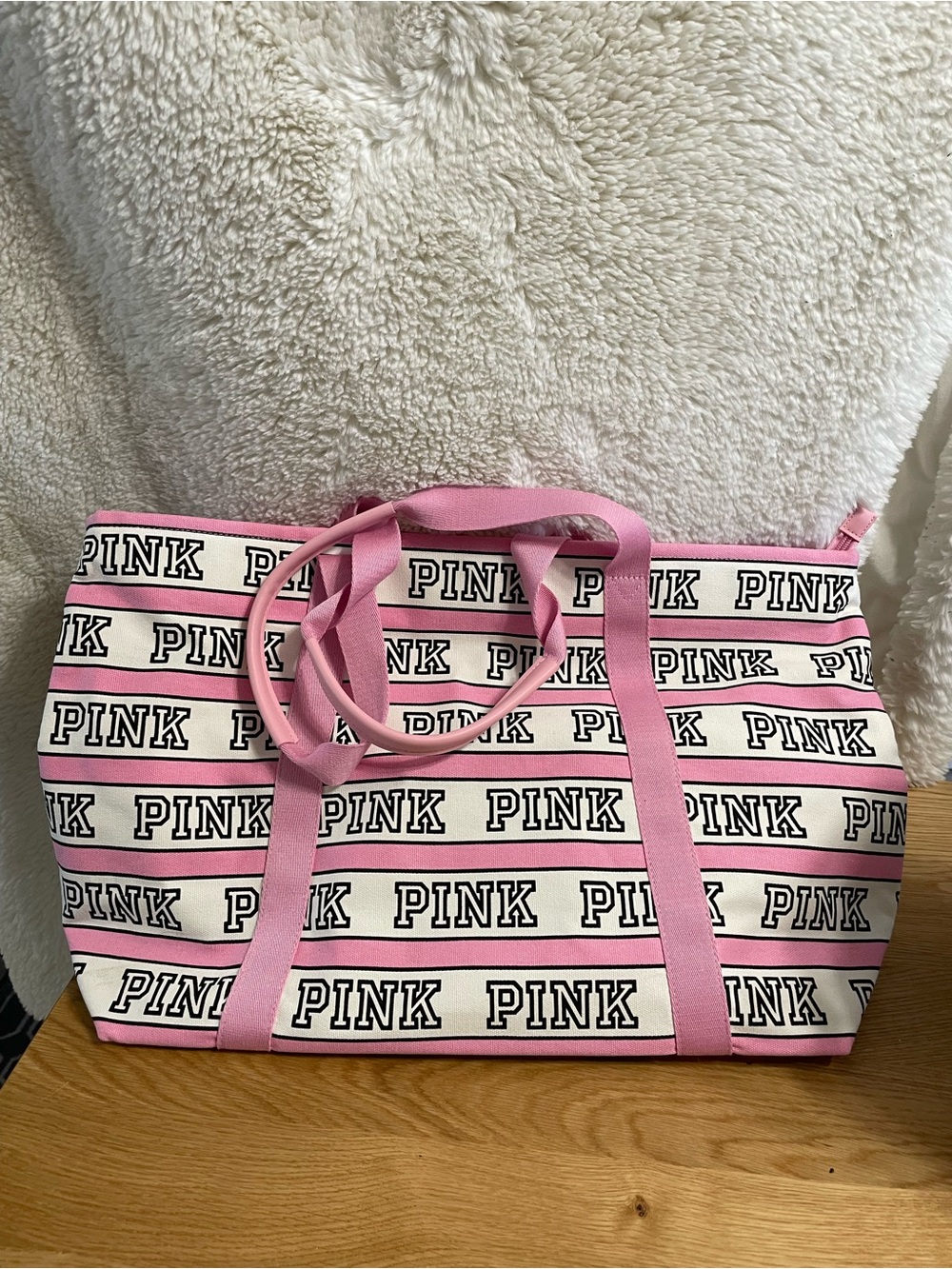PINK Victoria's Secret Pink and White Logo Canvas Tote